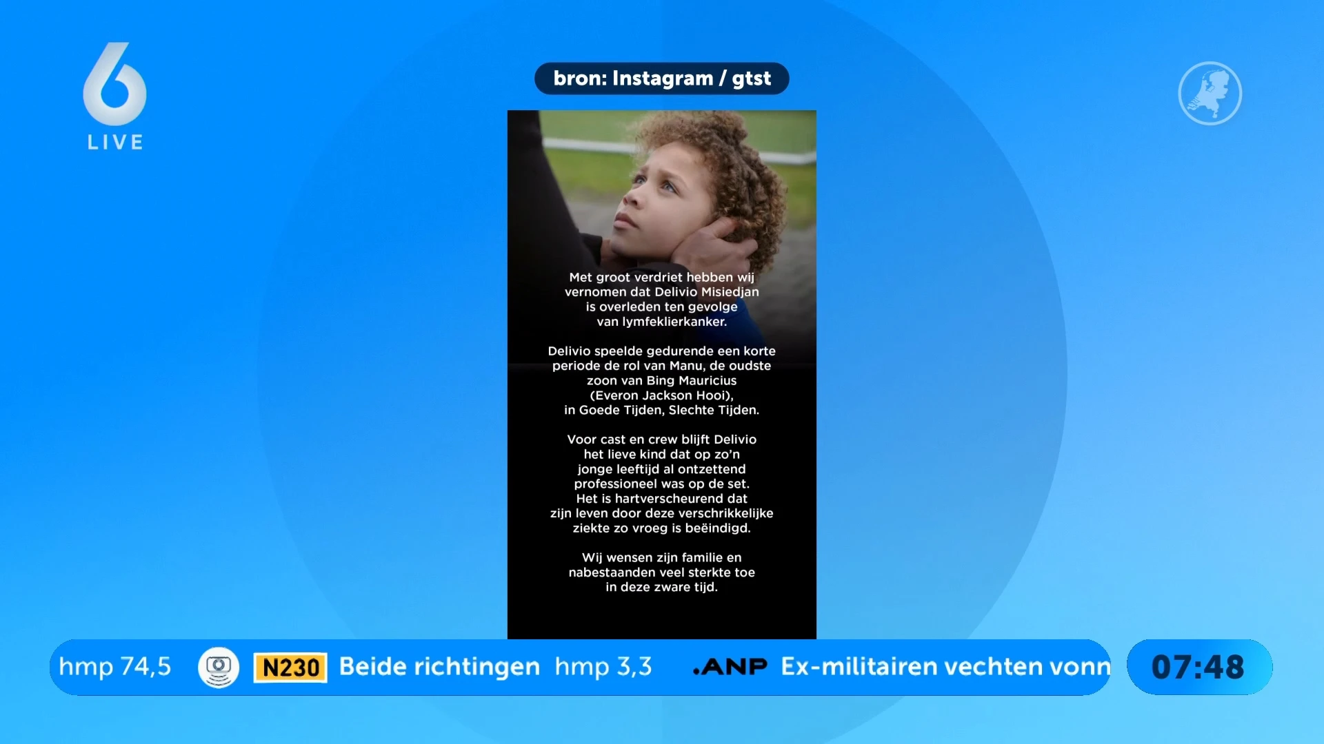 GTST-acteur Delivio Misiedjan op 12-jarige leeftijd overleden