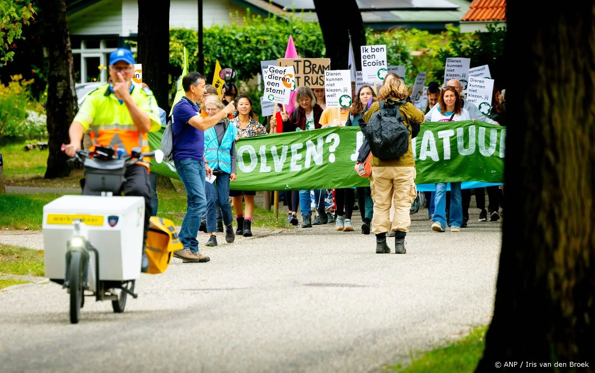Tientallen mensen demonstreren tegen afschot van probleemwolf Bram