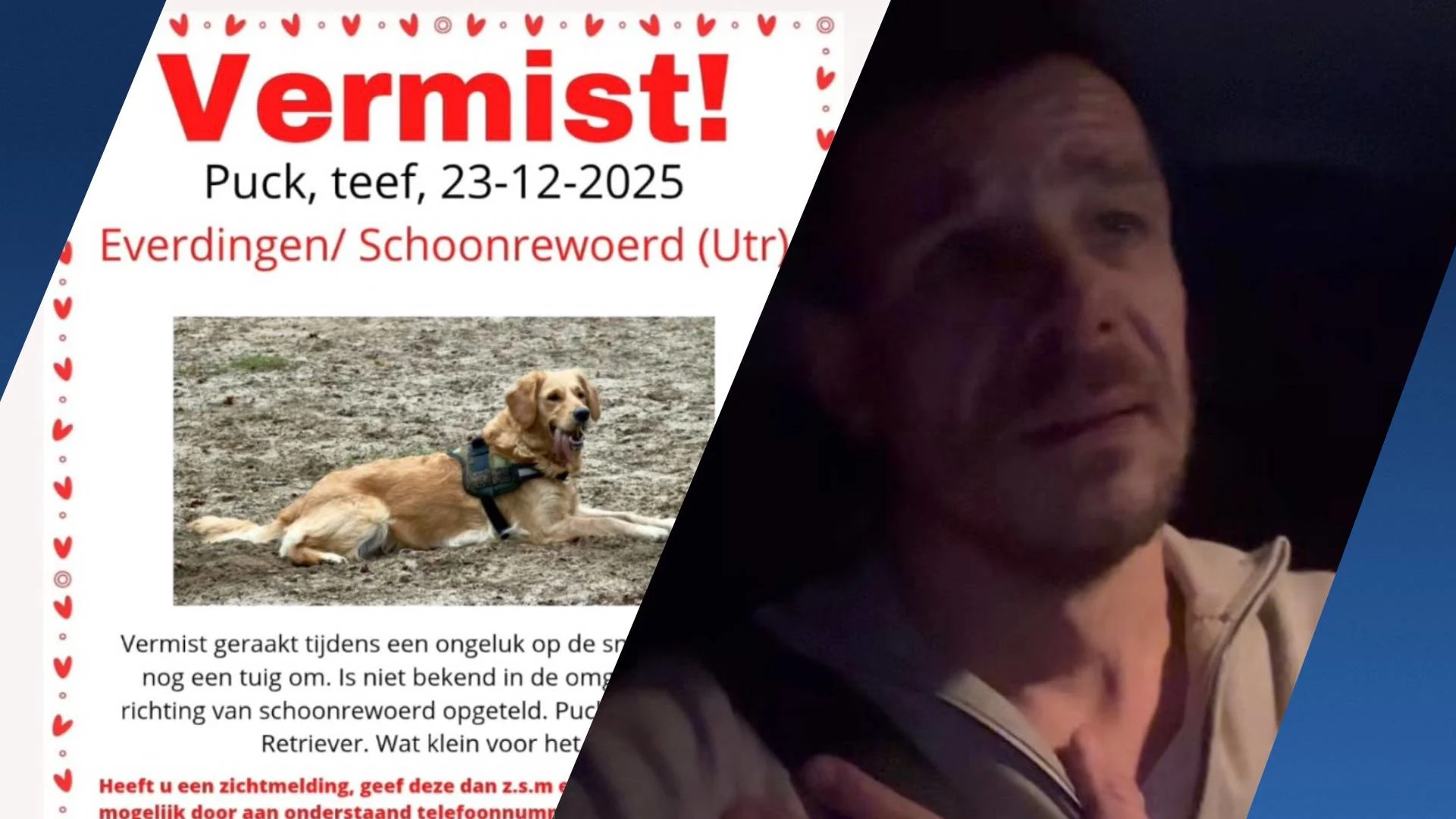 Hond van radiopresentator Niek van der Bruggen vermist na ernstig ongeluk