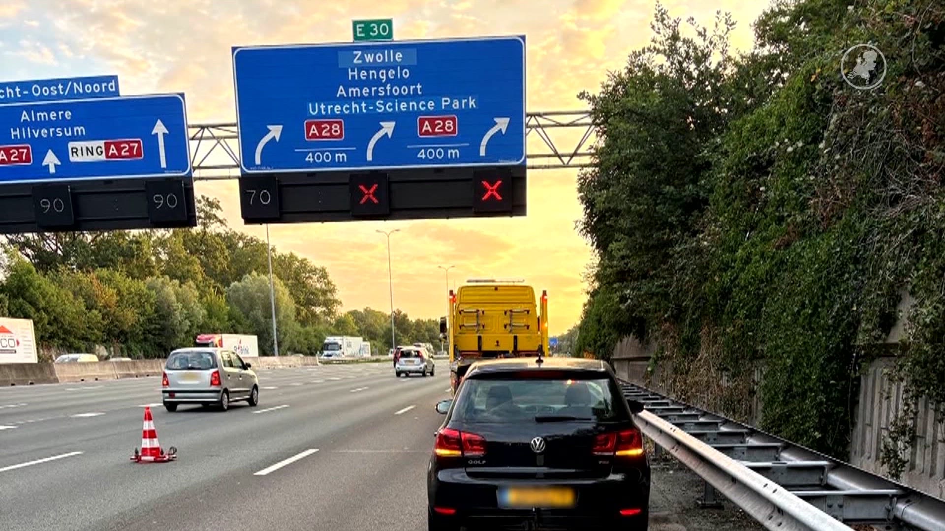 Automobilist laat auto achter en fietst kilometers over A27