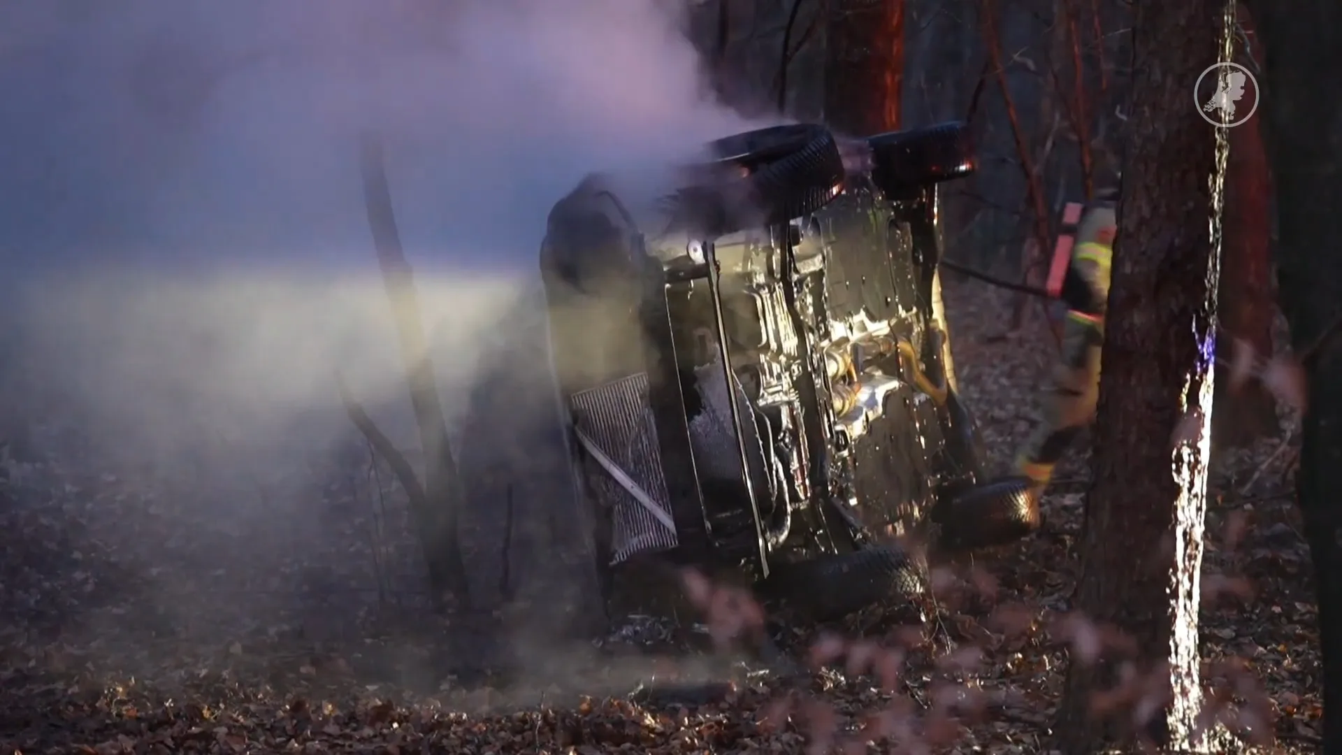 Auto vliegt uit bocht en vat direct vlam bij natuurgebied