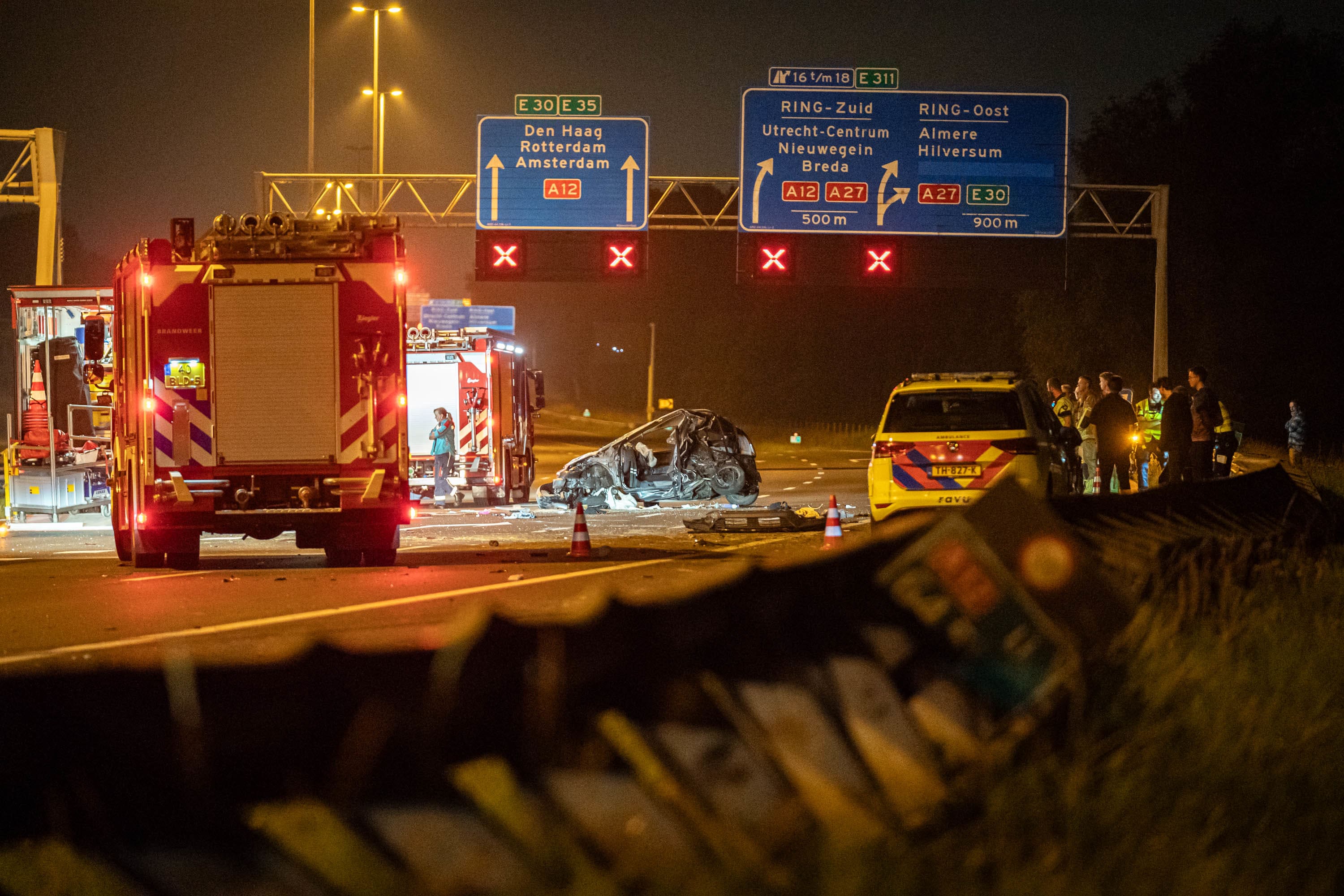 Twee gewonden na ernstig ongeluk op A12 bij Bunnik