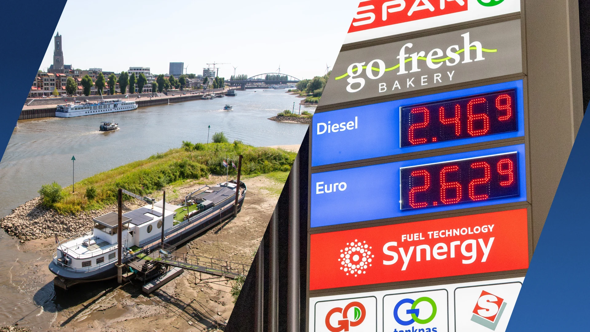Benzineprijs mogelijk omhoog door droogte en lage waterstanden