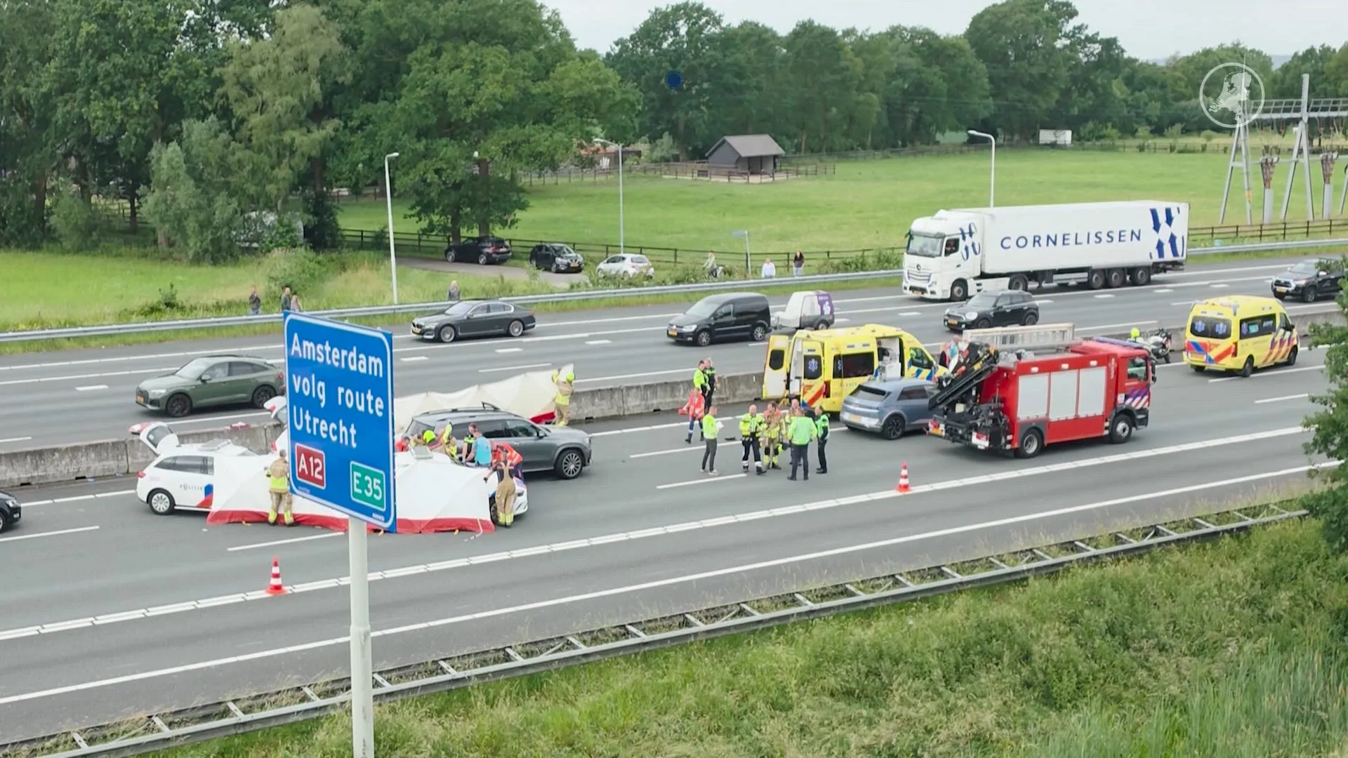 Ruim uur vertraging op A12 bij Ede door ernstig ongeluk
