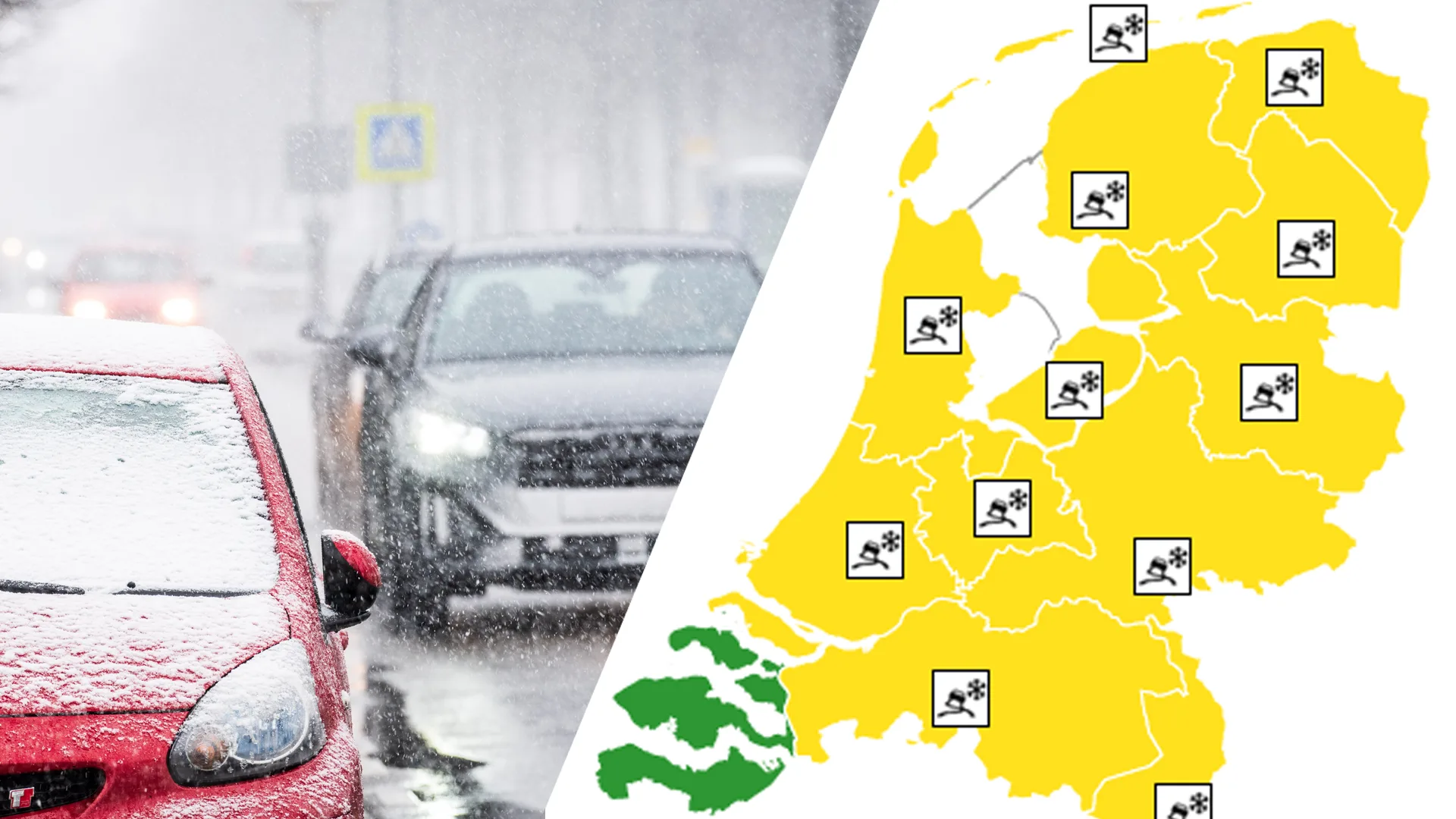 Vanavond code geel: kans op gladheid door (natte) sneeuw