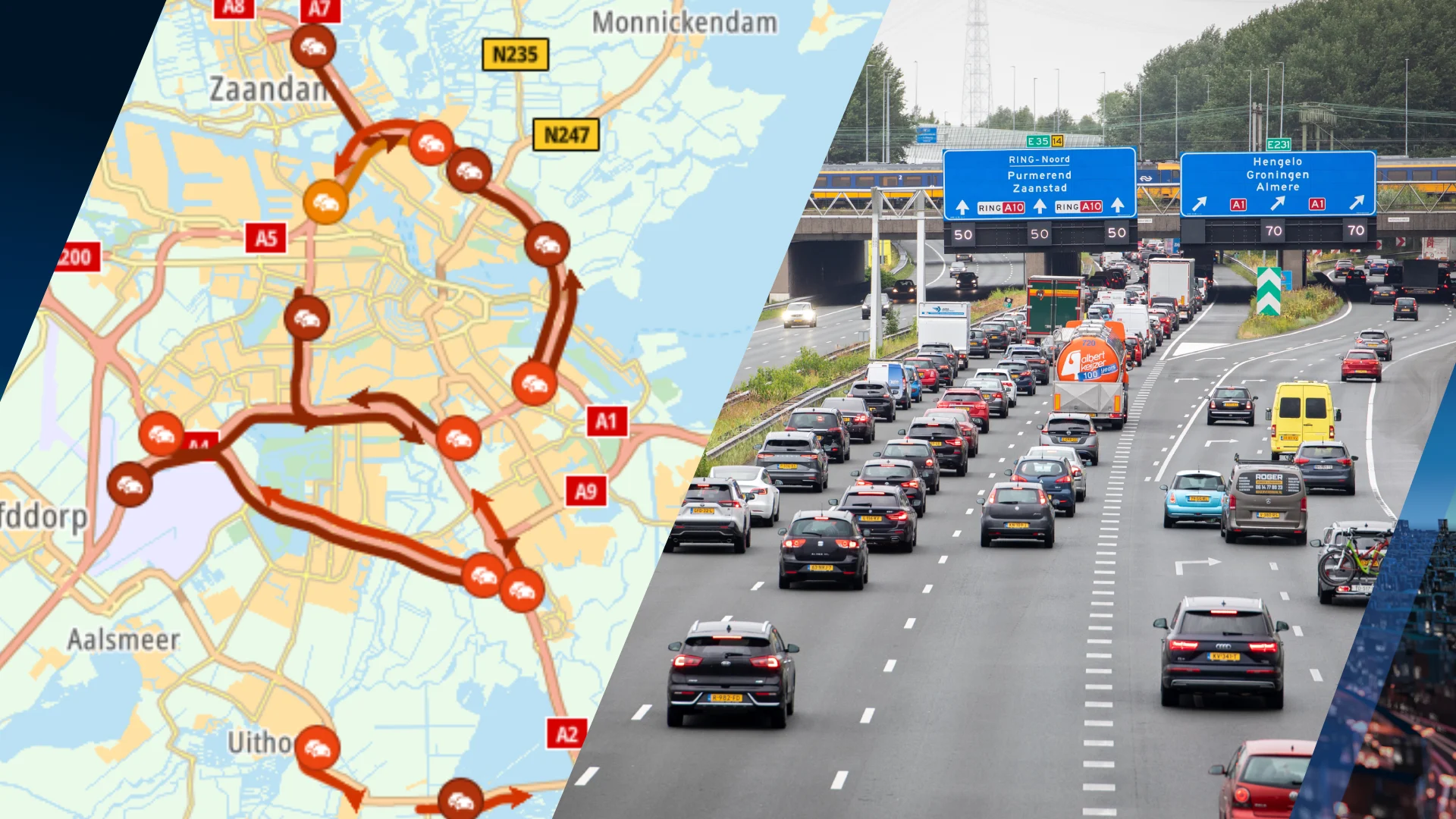 Opnieuw druk op wegen rondom Amsterdam door wegwerkzaamheden en ongeluk