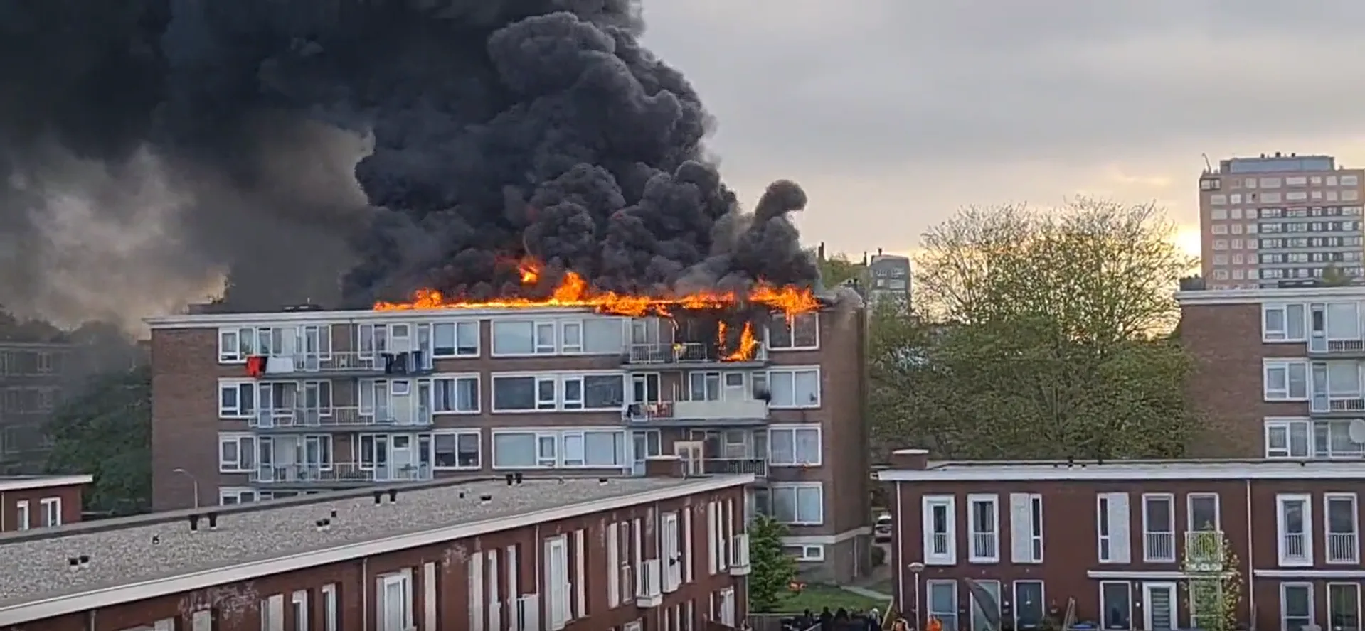 Zeer grote brand in flatgebouw Dordrecht, geen gewonden