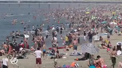 Drukte op het strand van Scheveningen
