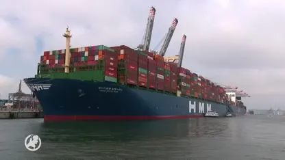 Grootste containerschip meert aan in Rotterdam