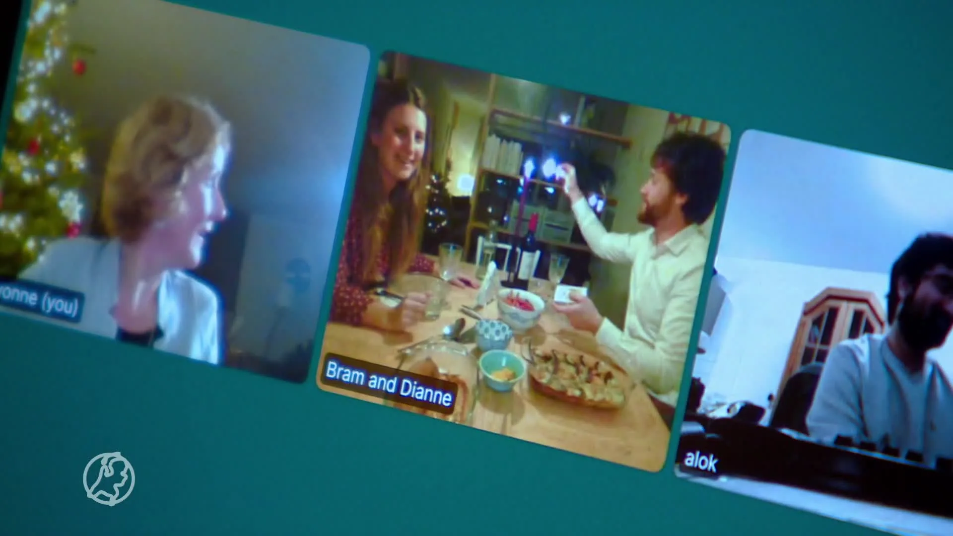 Samen aan het digitale kerstdiner met onbekenden via videobel...