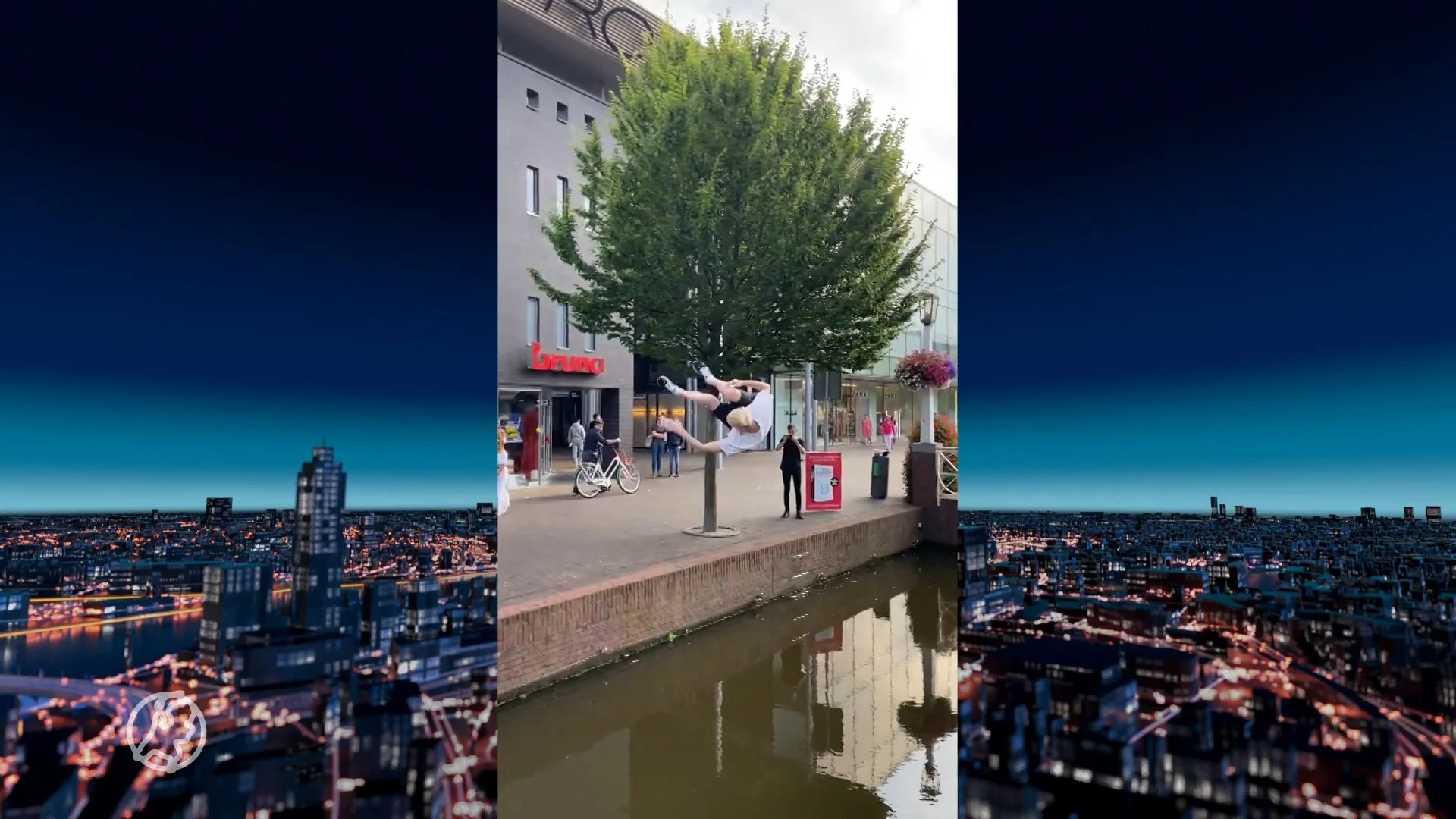 Freerunner Tycho (18) gaat viral met waanzinnige saltosprong over gracht Zaandam