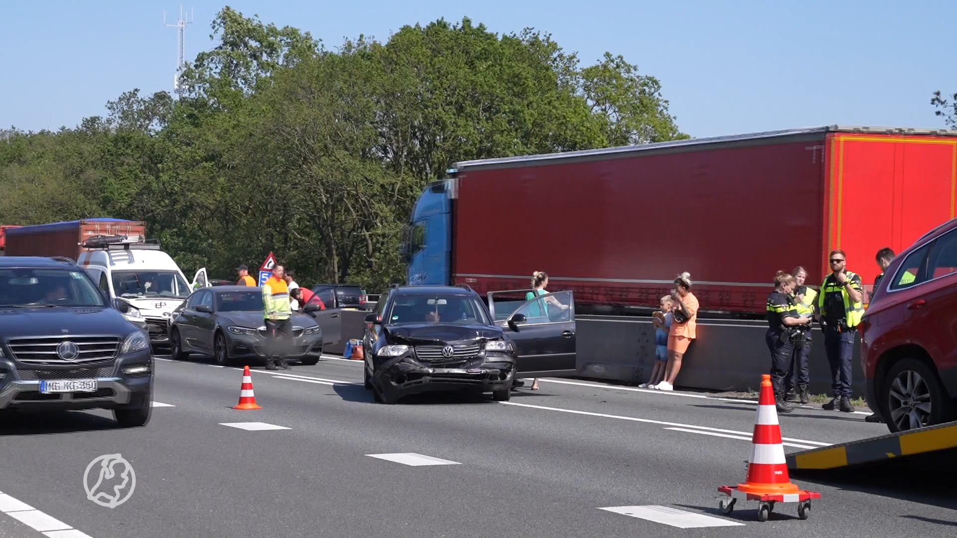 Zeven auto's betrokken bij grote kettingbotsing op A67