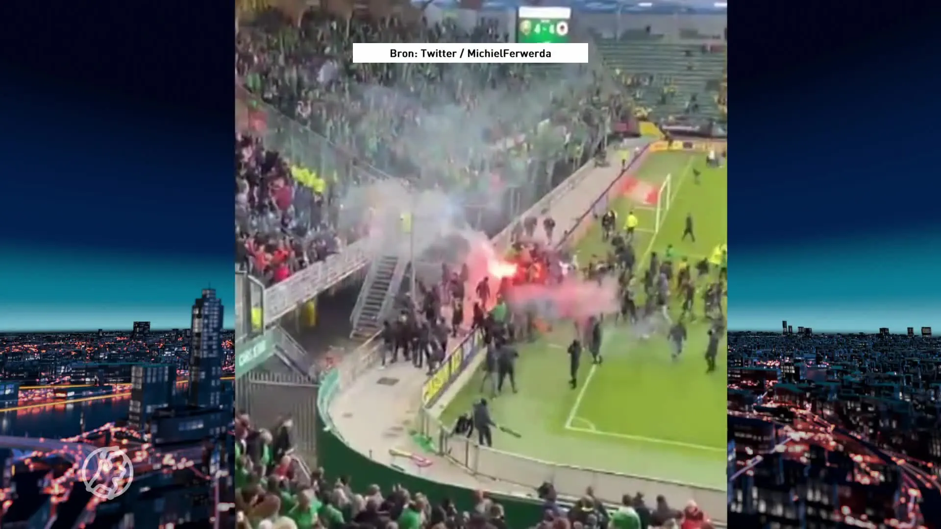 ADO-supporters bekogelen Excelsiorfans met brandende fakkels