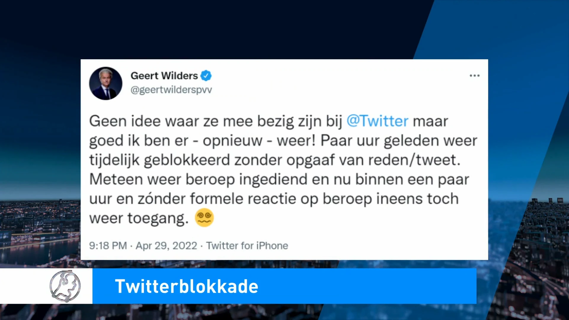 Opnieuw Twitterschorsing Geert Wilders opgeheven
