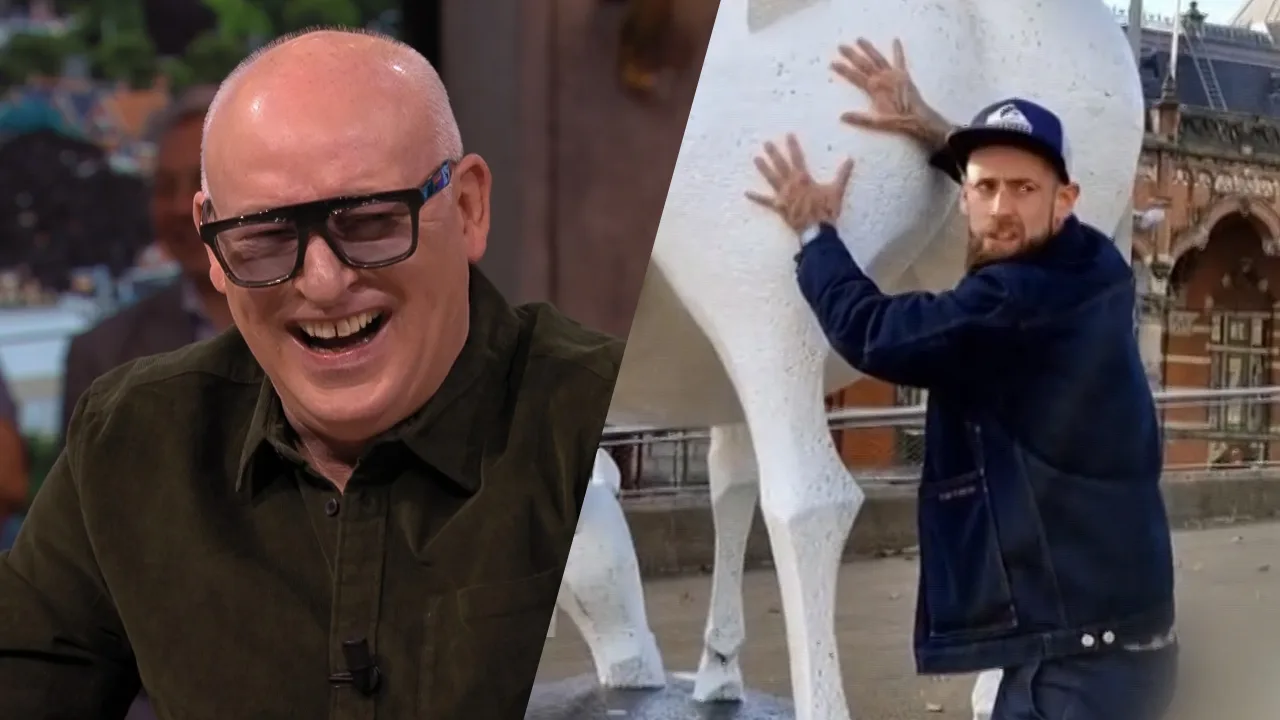 René lacht om parodie op actie klimaatactivist bij Jinek: 'Dit is goed!'