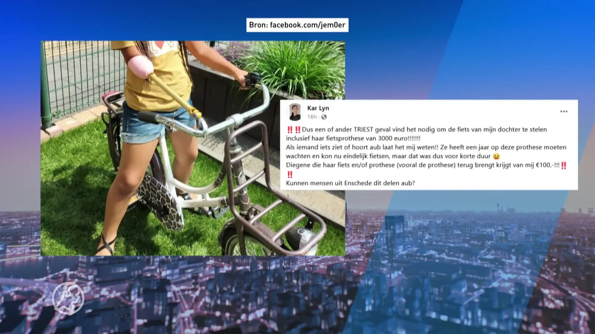 Fiets met dure prothese van Eva (6) gestolen: 'Ze is er kapot van'