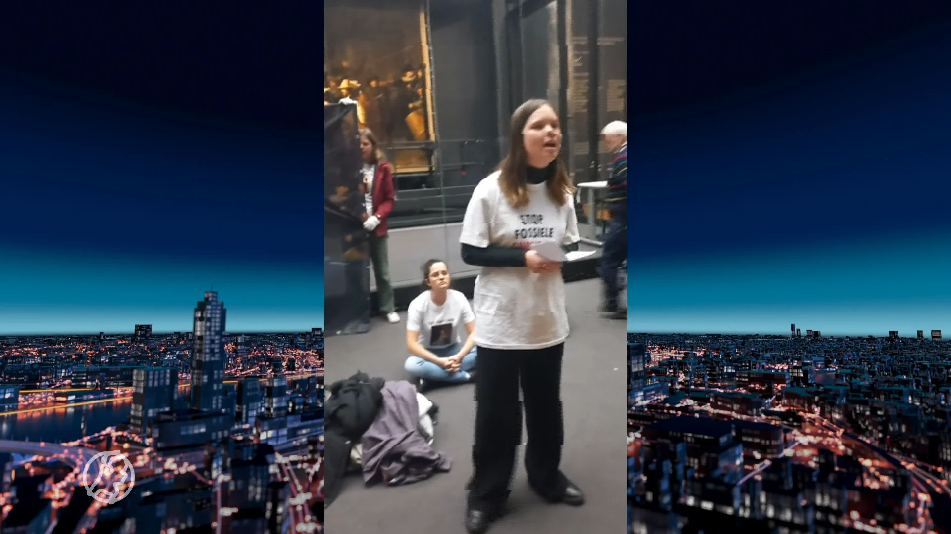 Tien jongeren van Extinction Rebellion voeren actie bij Nachtwacht