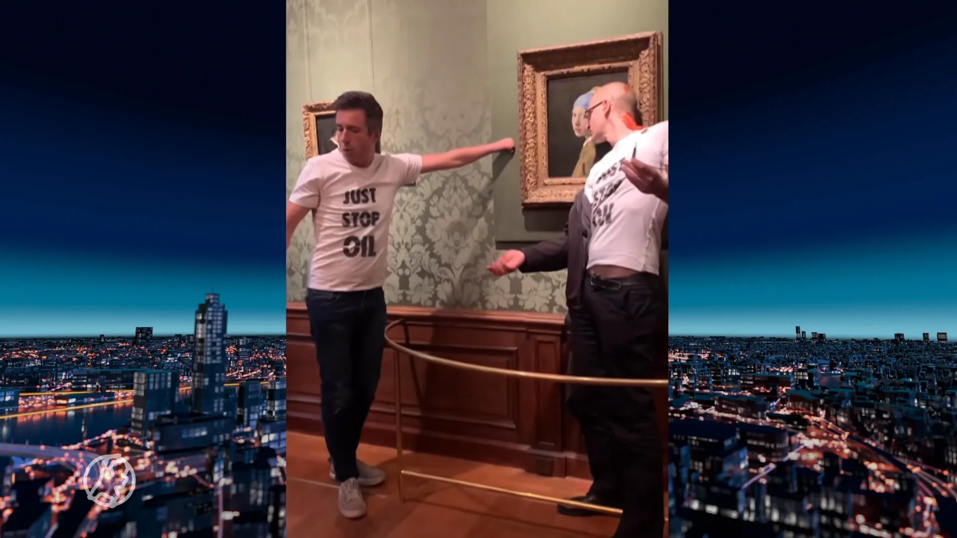 Klimaatactivist plakt zich vast aan schilderij Meisje met de parel van Vermeer