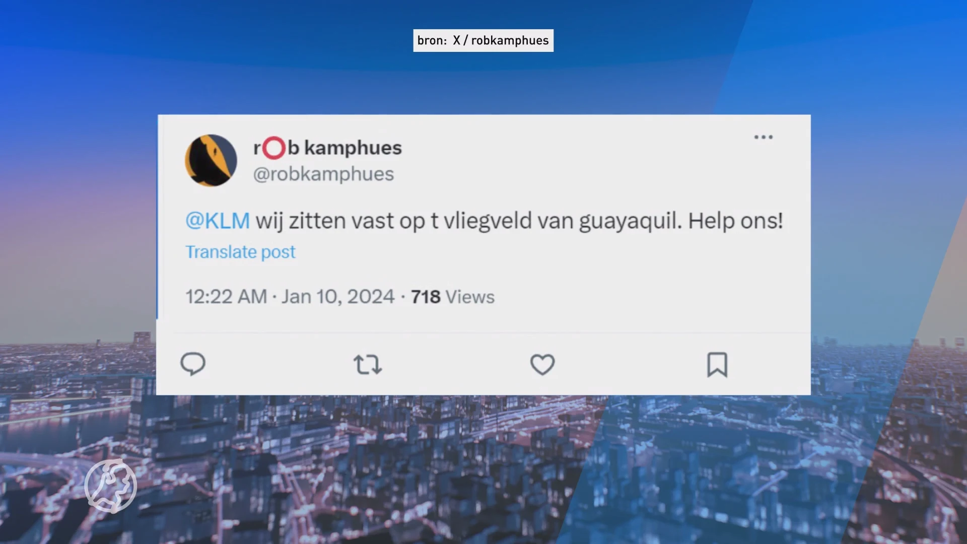 Rob Kamphues vast in Ecuador door noodtoestand