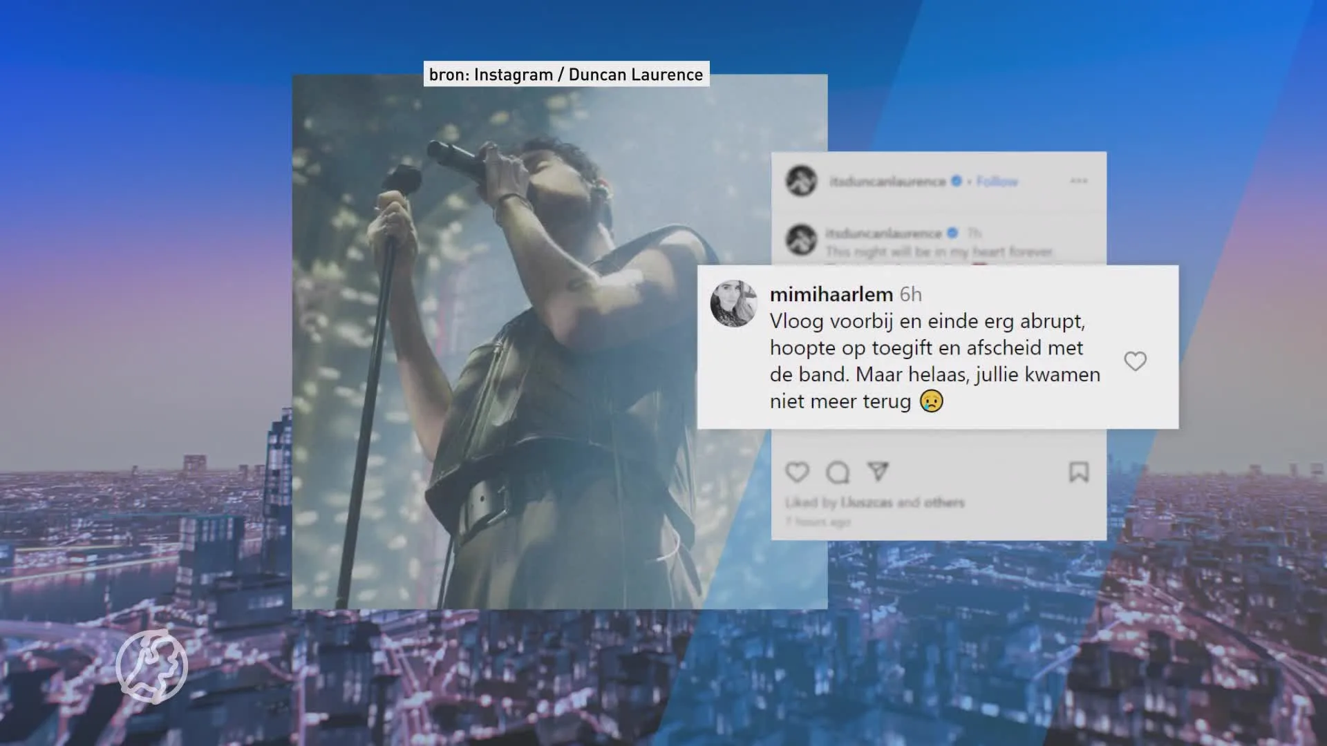 'Fans Duncan Laurence teleurgesteld na optreden in Paradiso'