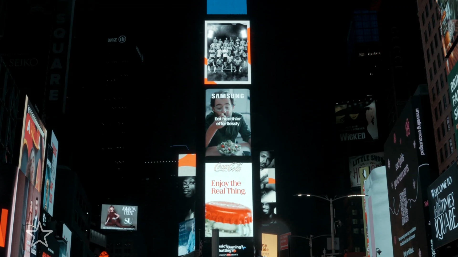 Het Nederlands elftal getoond in Times Square