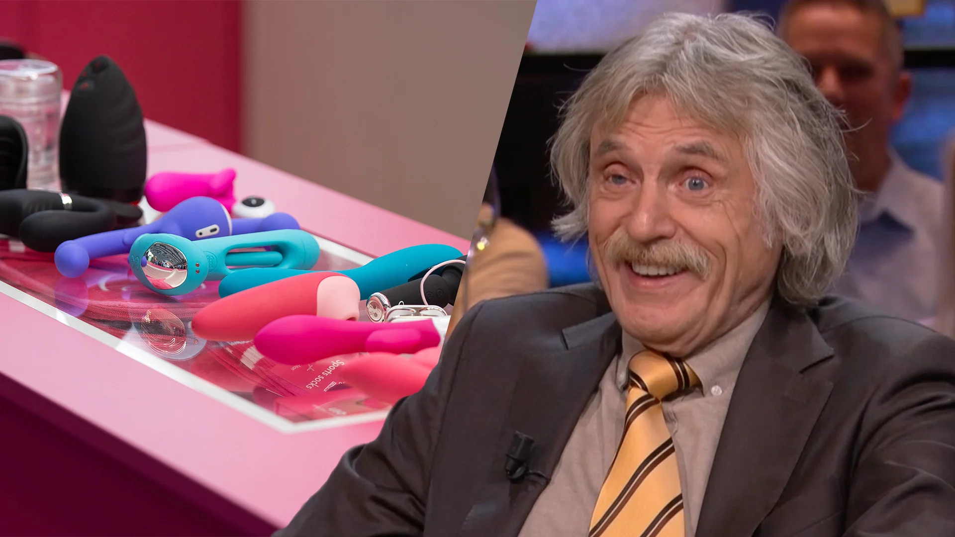 Johan Derksen ontdekt ‘beste seksspeeltje’ tijdens rondleiding bij EasyToys