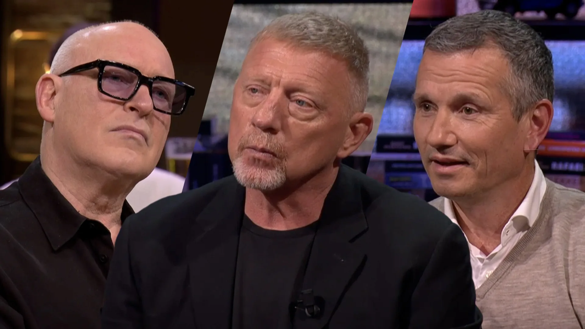 René van der Gijp luistert geboeid naar verhalen van Richard Krajicek over Boris Becker