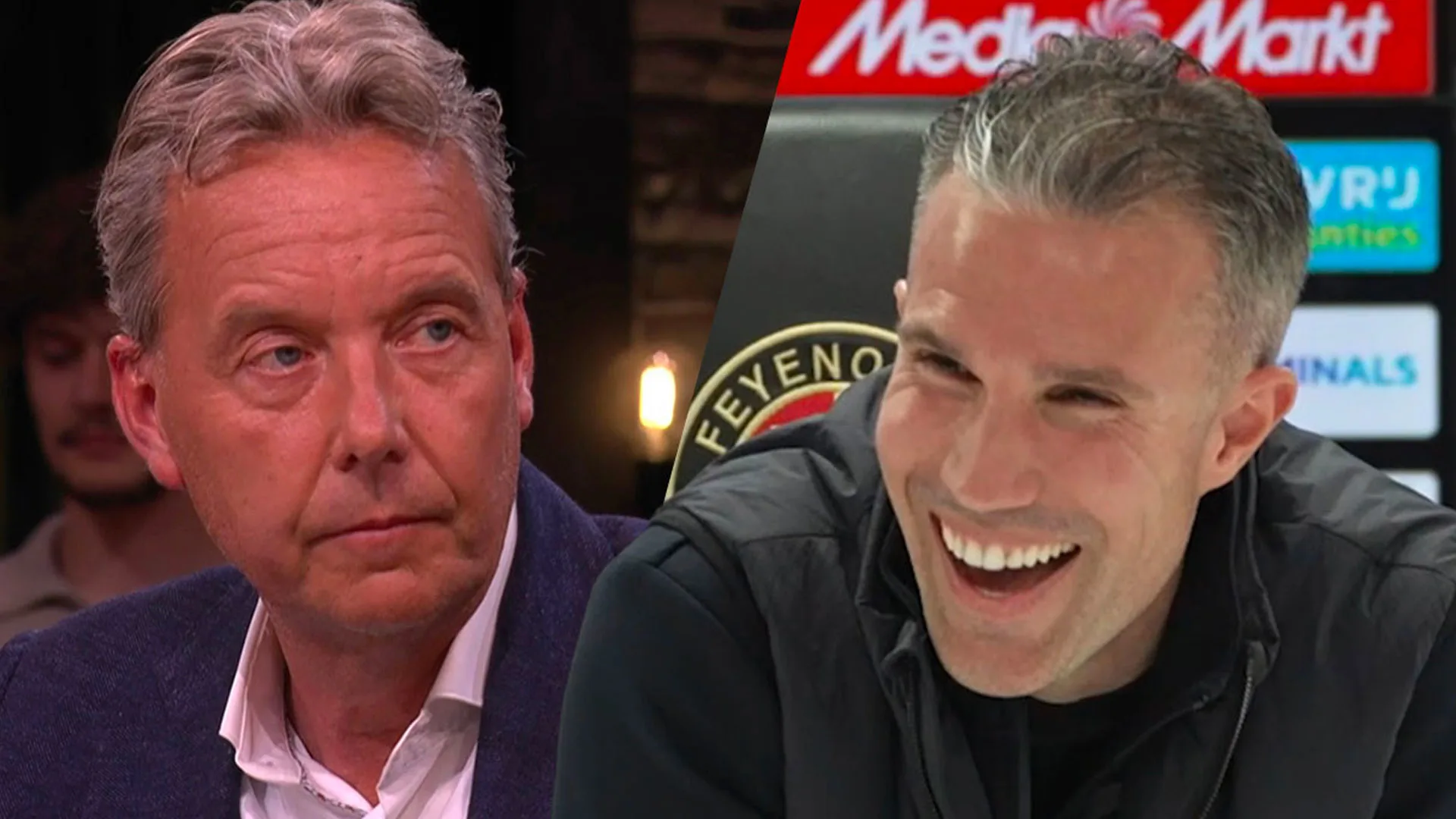 Robin van Persie moet lachen om Valentijn Driessen: 'Ik heb een hele armoedige wedstrijd gezien'