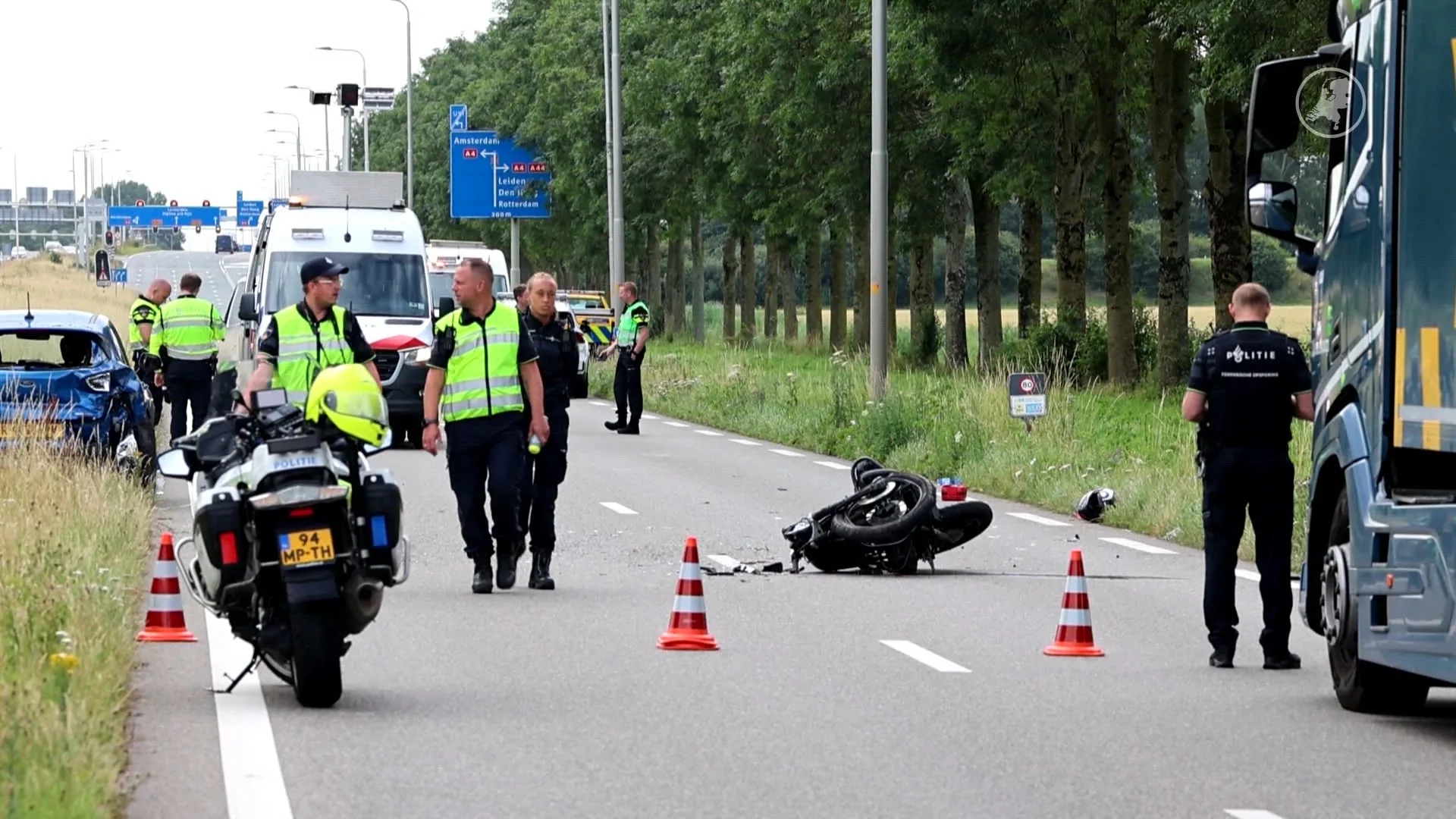 Bestuurder motor omgekomen bij botsing met auto bij Nieuw-Vennep