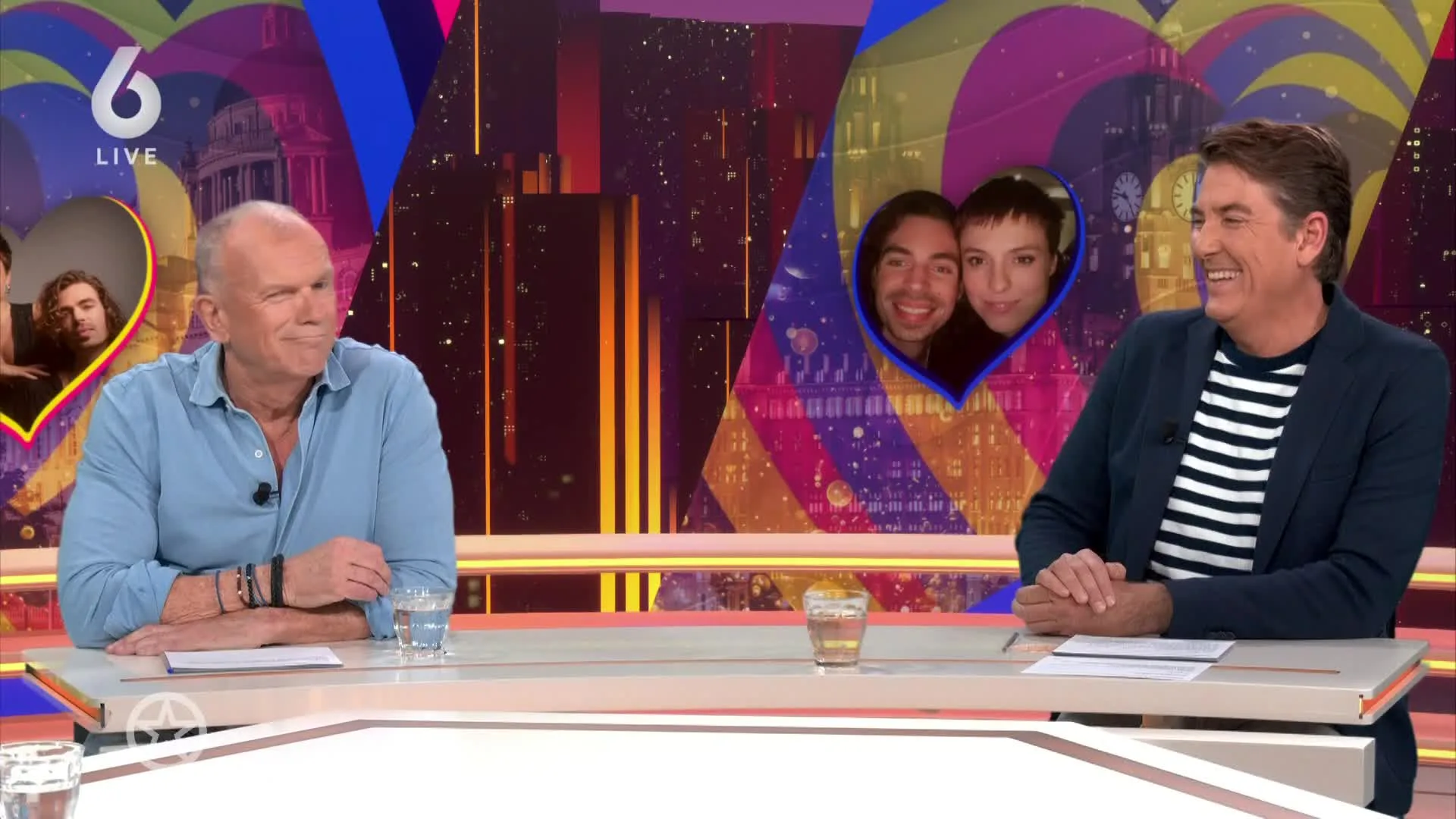 Shownieuws-tafel over eerste repetitie Mia en Dion