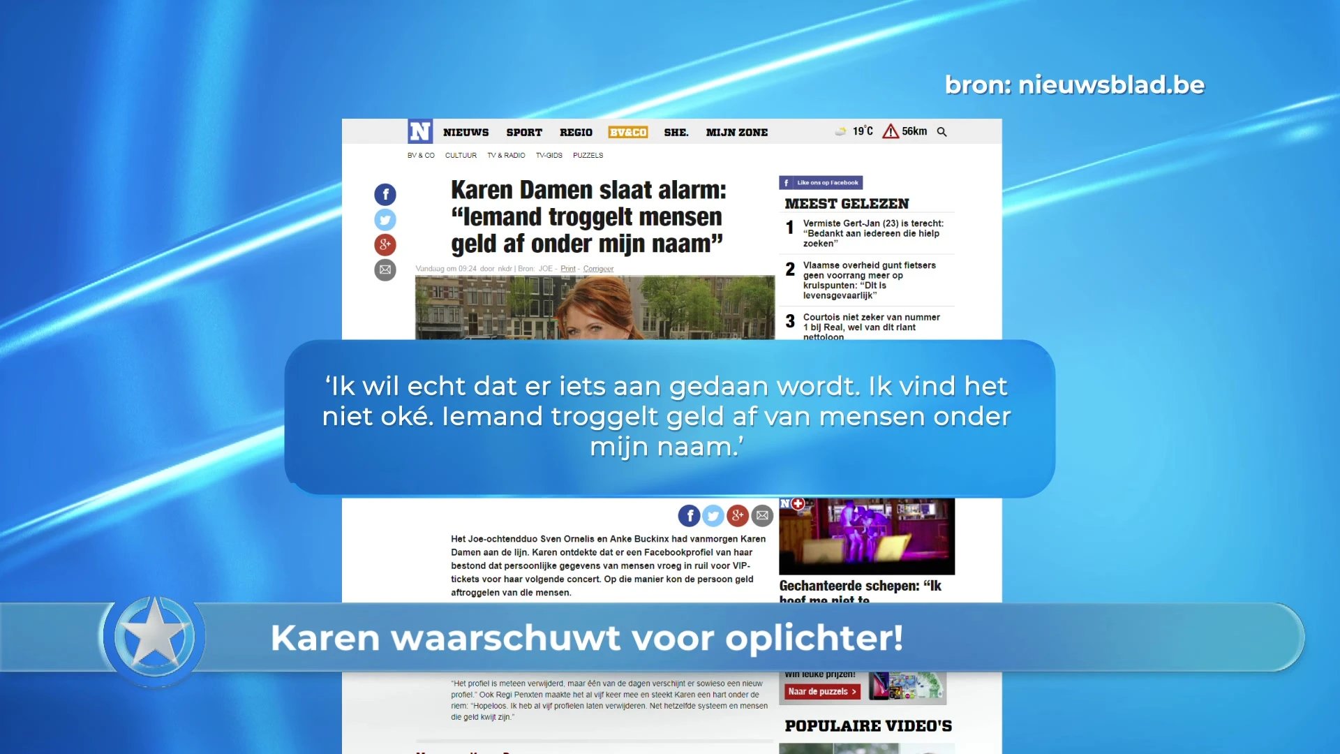 Show Update: Opgepast - Karen-nepper is oplichter!