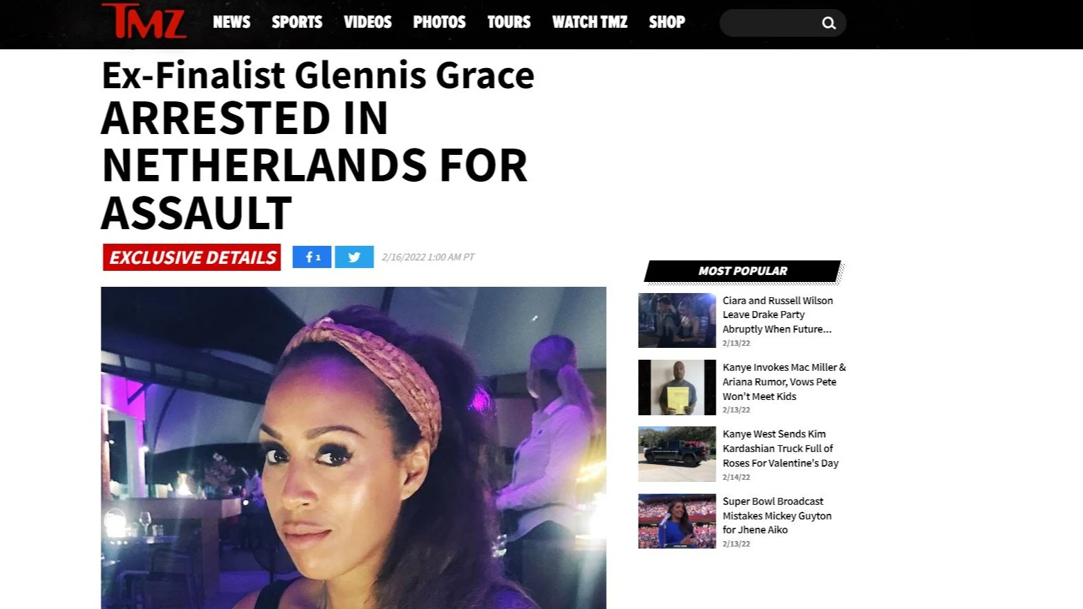 Amerikaanse TMZ pakt groots uit met arrestatie Glennis Grace