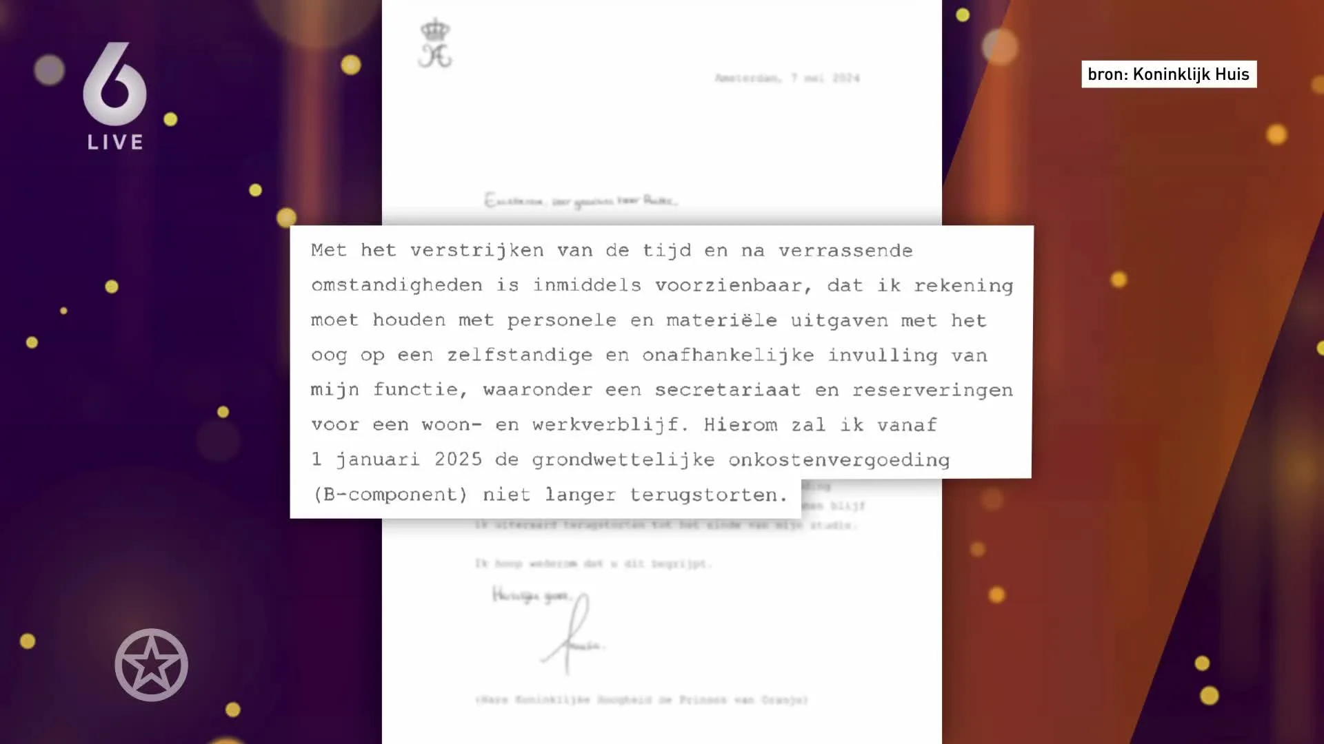 Prinses Amalia wil weer onkostenvergoeding ontvangen