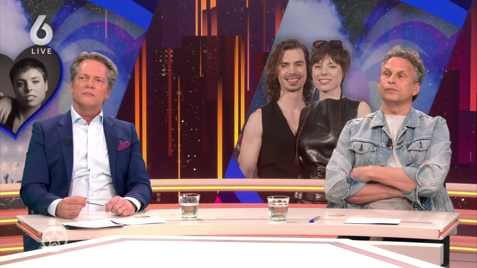 Shownieuws-tafel geschrokken van live-optreden songfestivalduo Mia en Dion