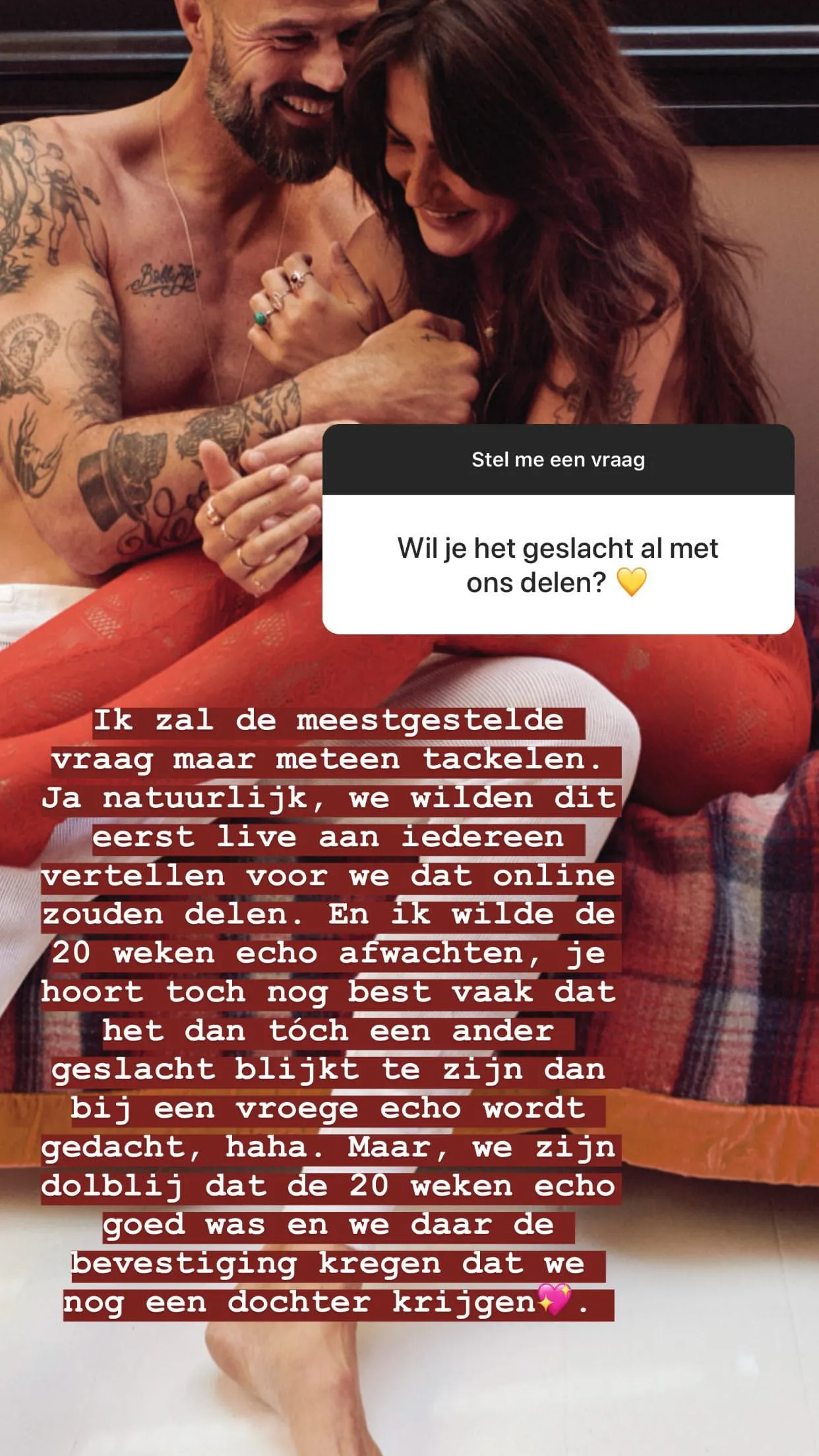 Arie Boomsma en Romy onthullen geslacht kindje!