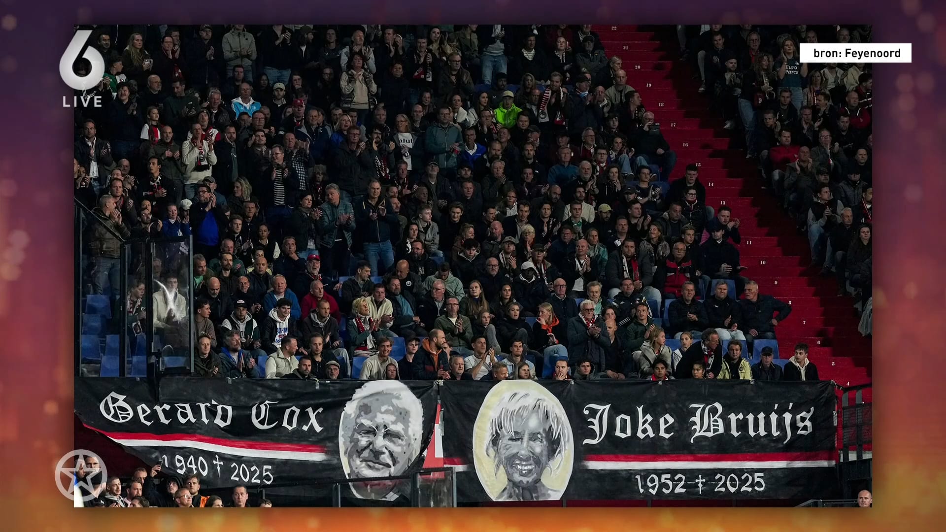 Een eerbetoon in De Kuip voor Gerard Cox en Joke Bruijs