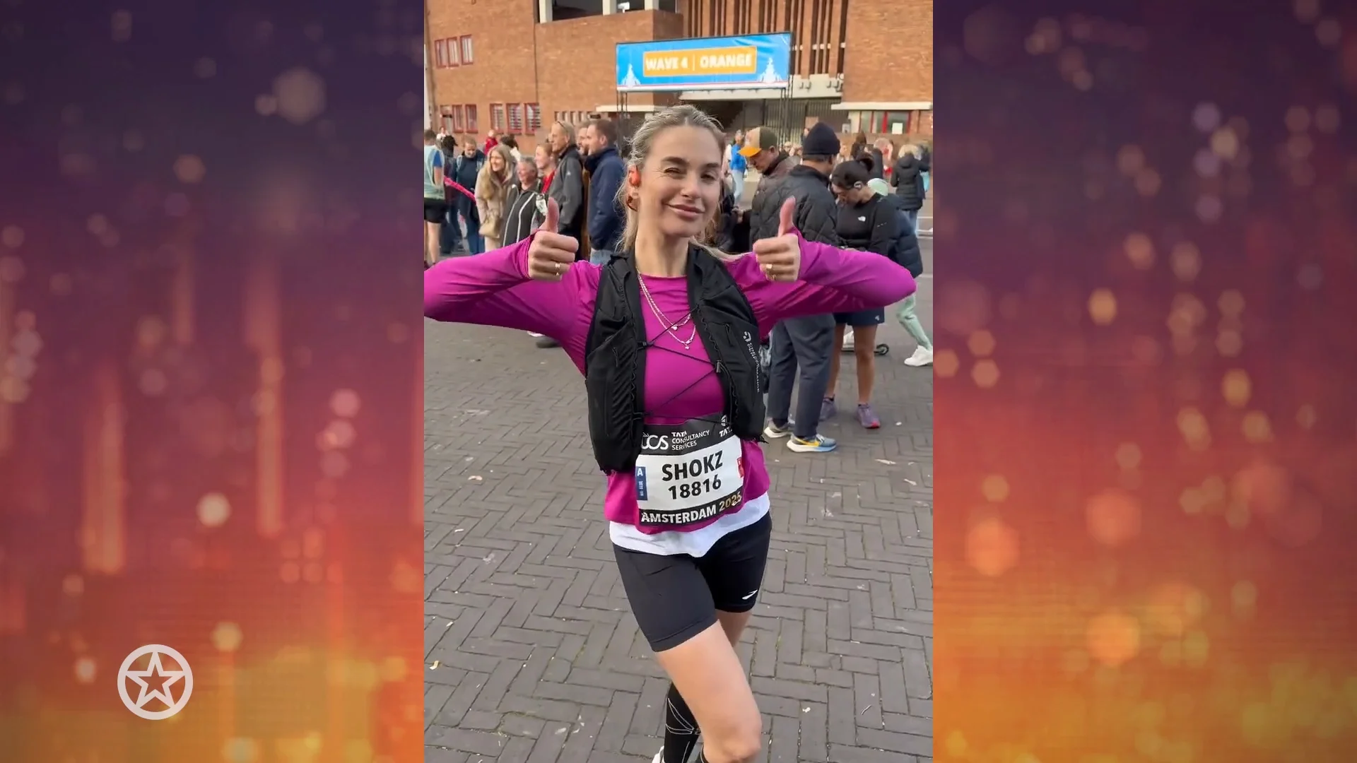 Gaby Blaaser in tranen na het uitlopen van een marathon