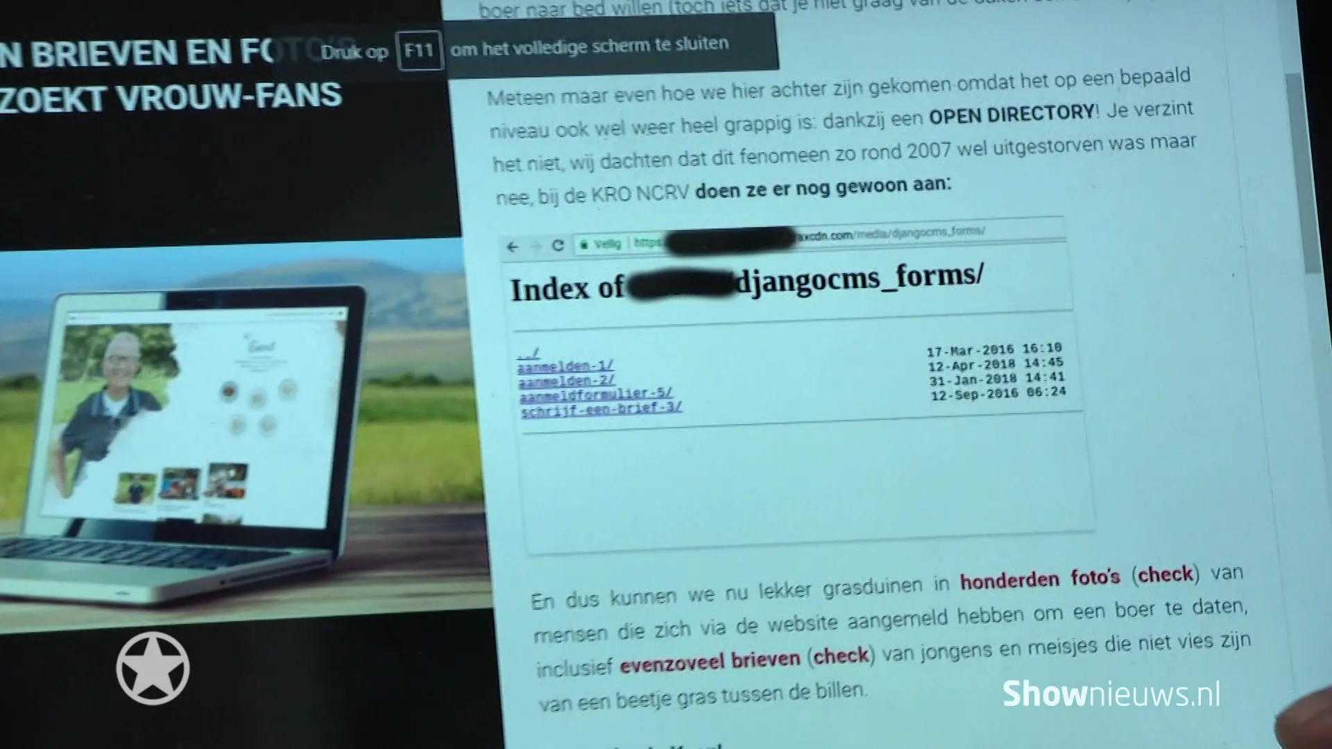 'Honderden Boer Zoekt Vrouw-brieven liggen op straat'