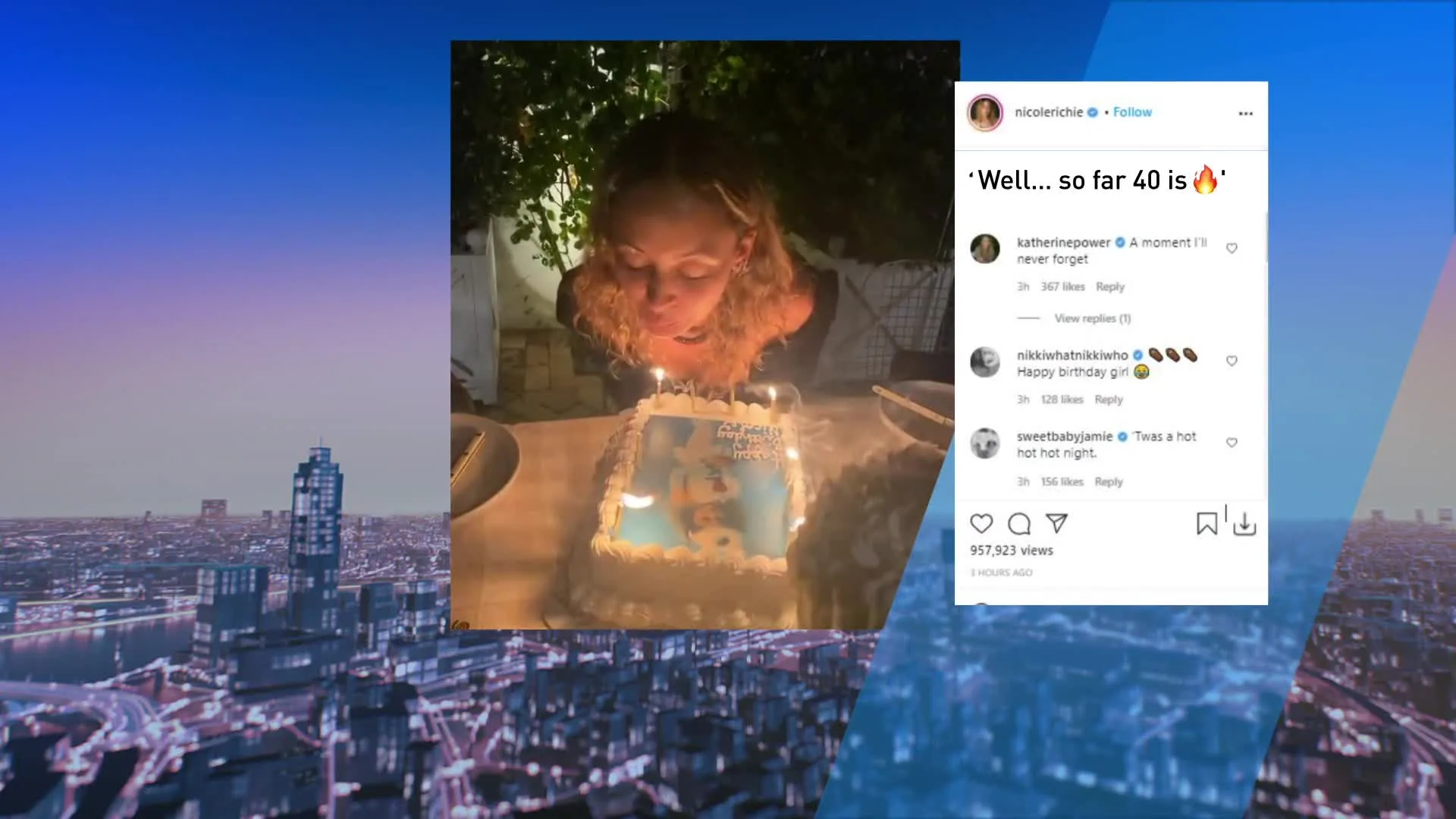 Haar jarige Nicole Richie vat vlam