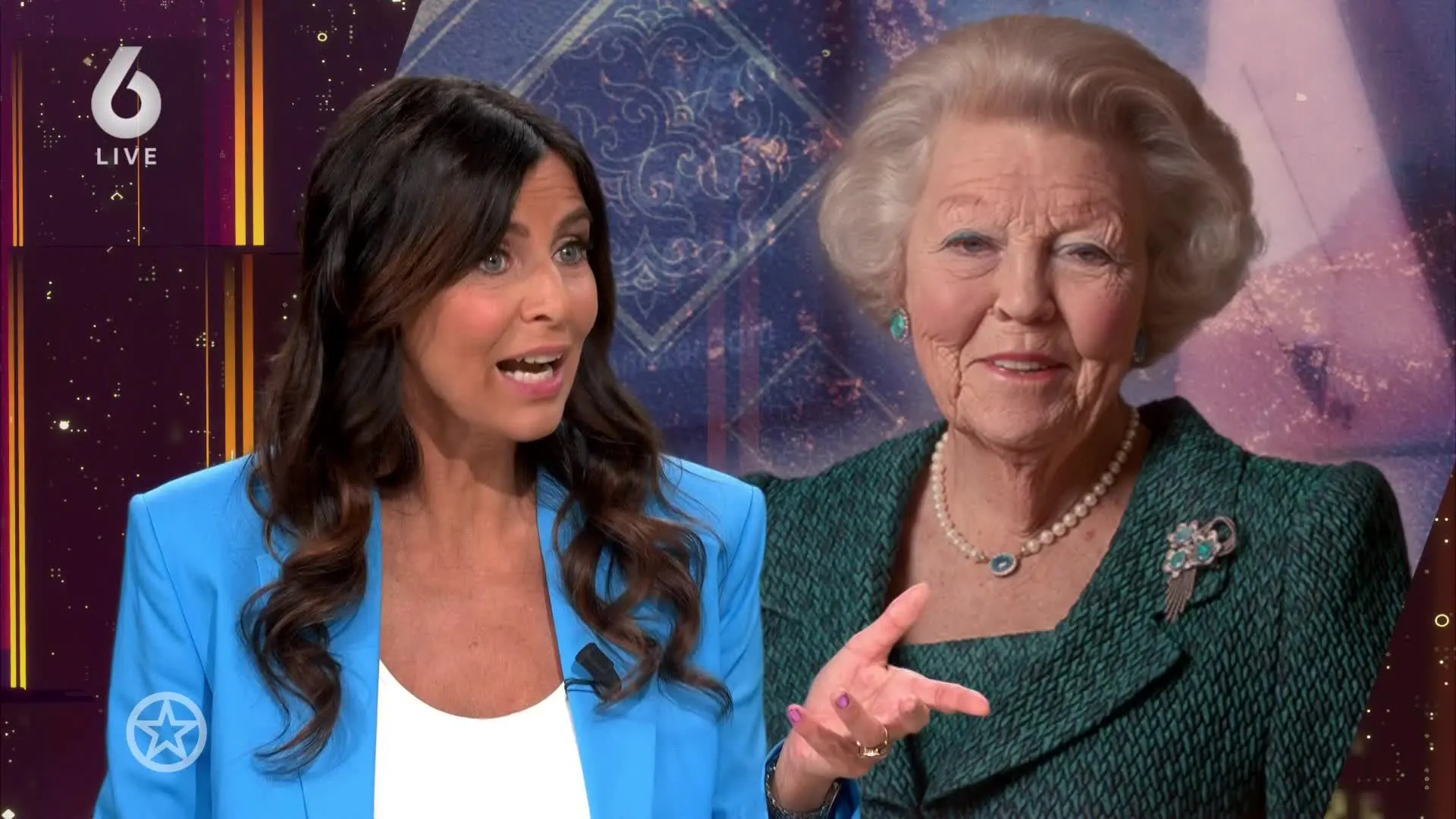 Prinses Beatrix loopt met wandelstok