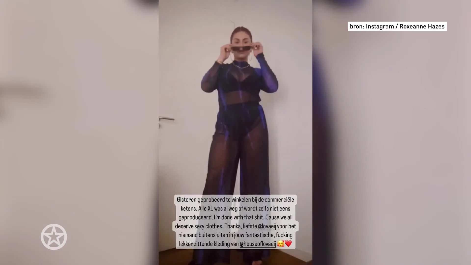 Roxeanne Hazes in nietsverhullende kleding