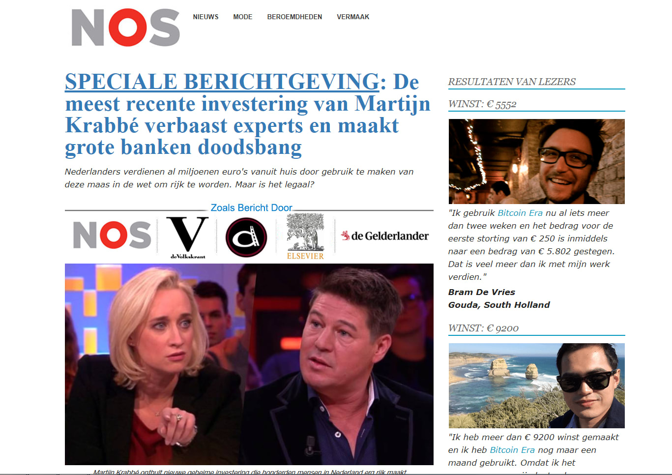 Ook Martijn Krabbé slachtoffer bitcoinadvertenties