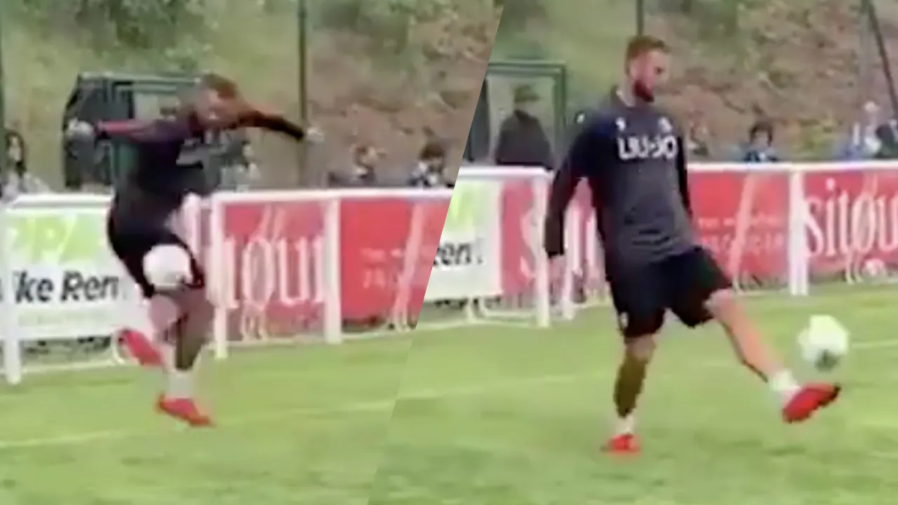 Mitchell Dijks met een heerlijke aanname tijdens training