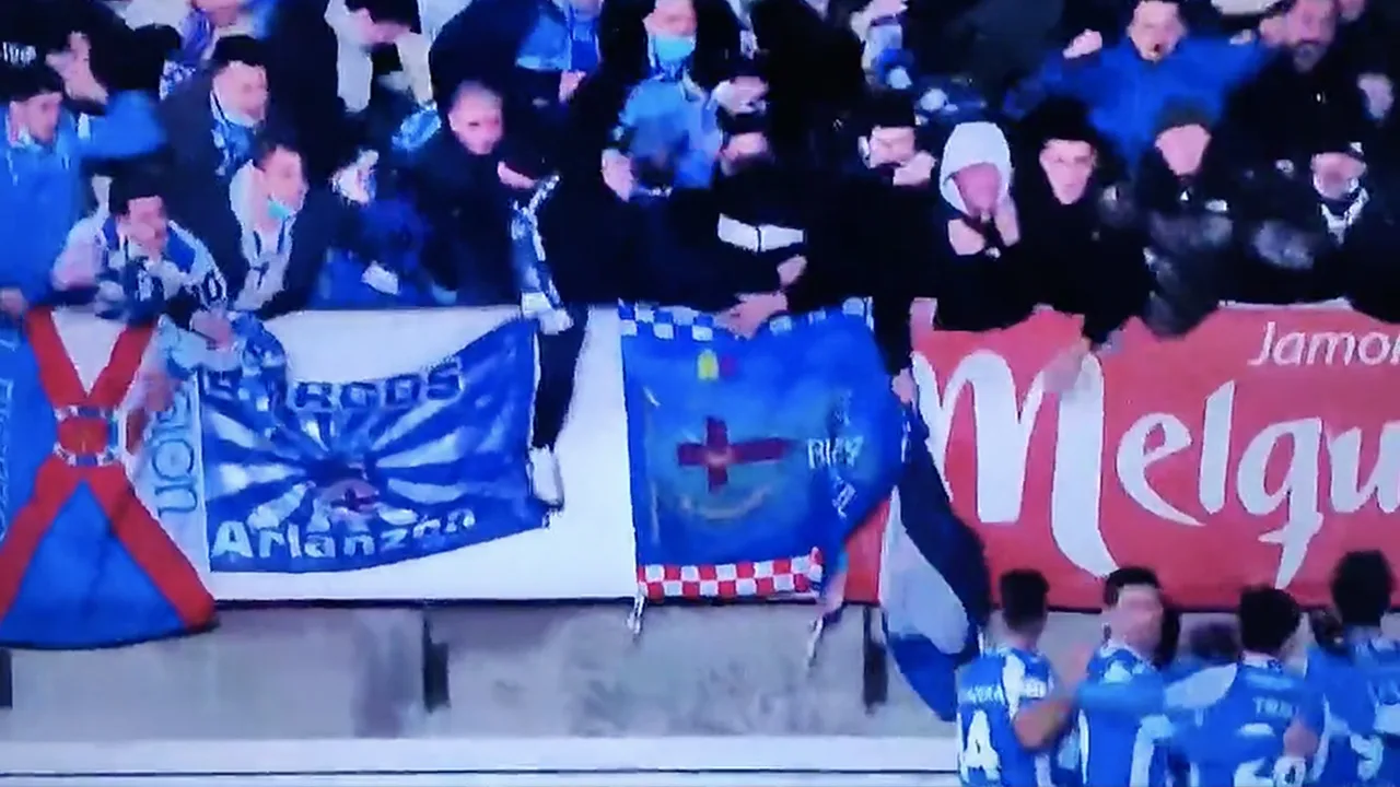 VIDEO: juichende supporters in Spanje ontsnappen aan stadionramp