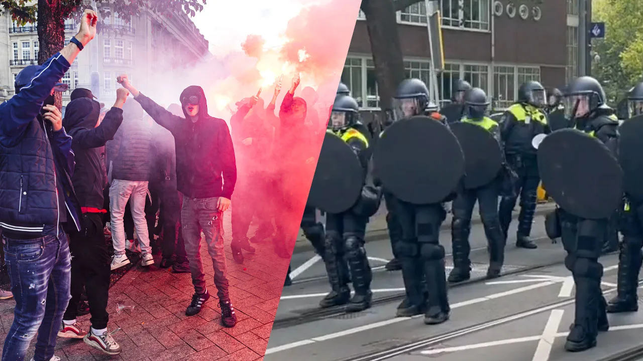 Video: ME grijpt in bij demonstratie Ajax-supporters na vernielingen bij politiebureau