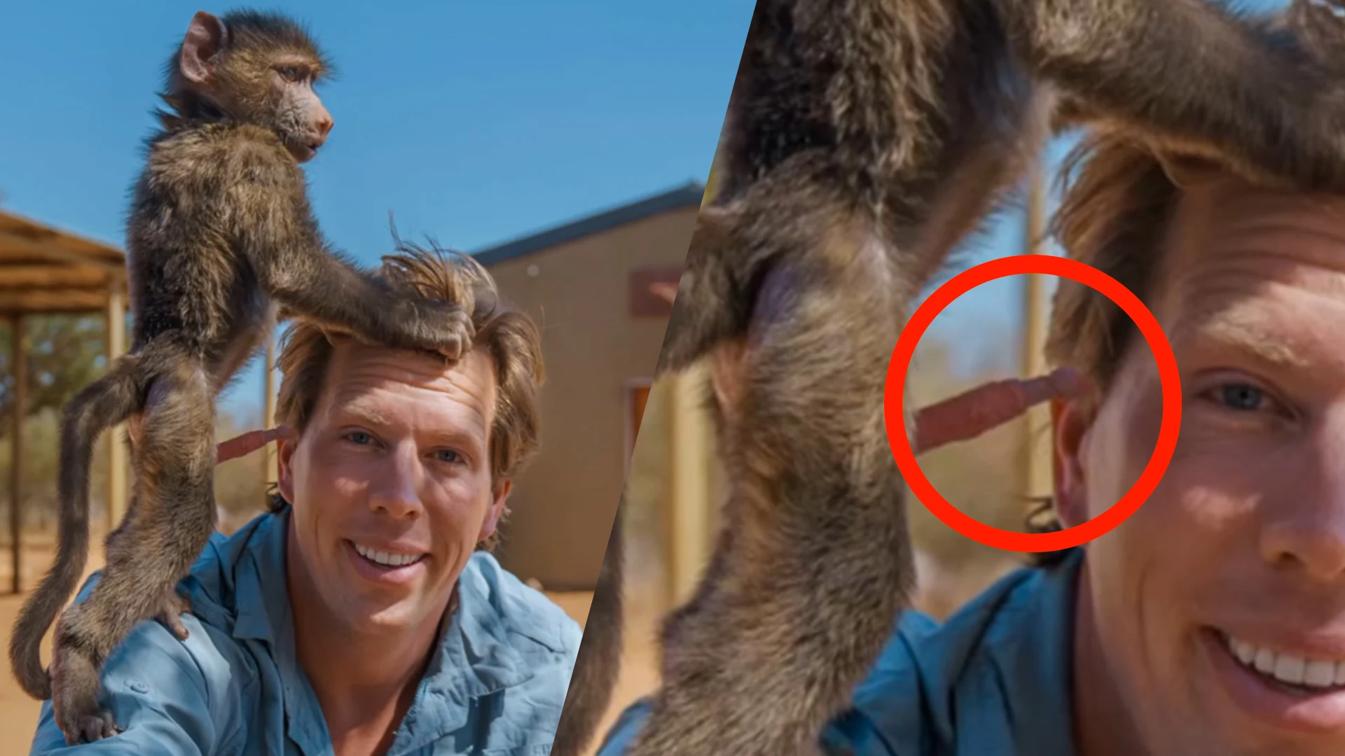 Seksuele intimidatie in het wild: oor van Freek Vonk slachtoffer van geil aapje