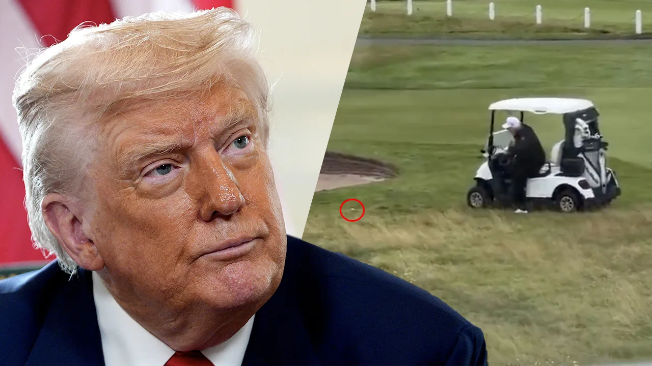 Zien: Donald Trump betrapt op valsspelen tijdens golfen in Schotland: 'Commander in Cheat'
