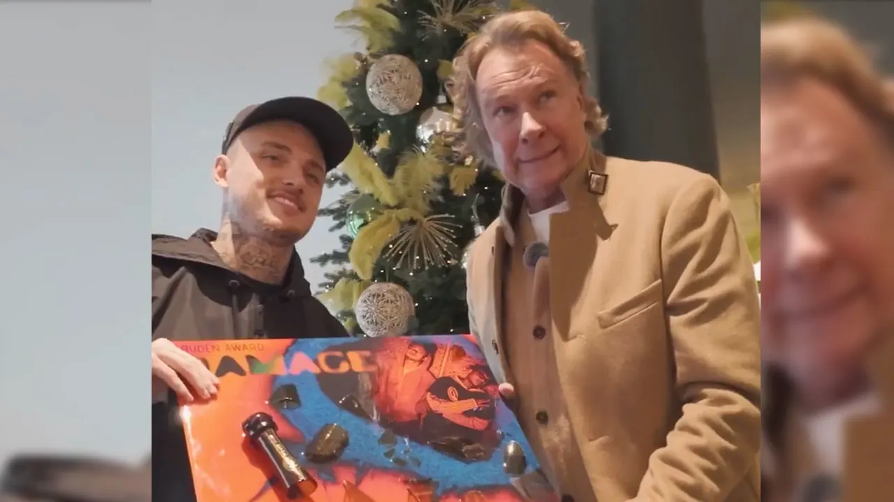 Hans Kraay jr. verrast Noa Lang met gouden plaat voor 'Damage'