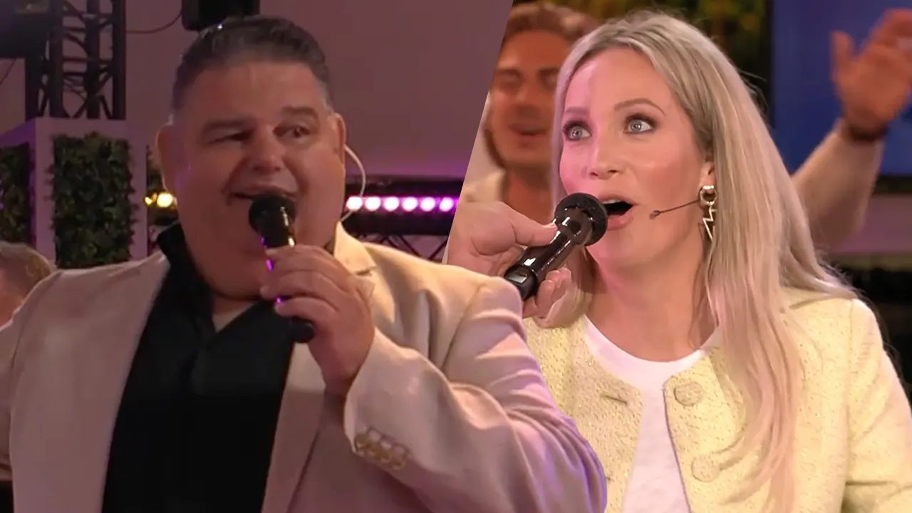 Hélène zingt samen met Django Wagner tijdens commercial break van De Oranjezomer
