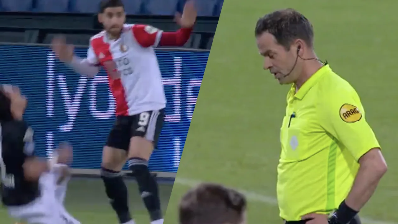 VIDEO: Nijhuis keurt met zichtbare tegenzin doelpunt van Feyenoord af